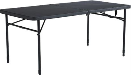 5 foot fold in half table, black