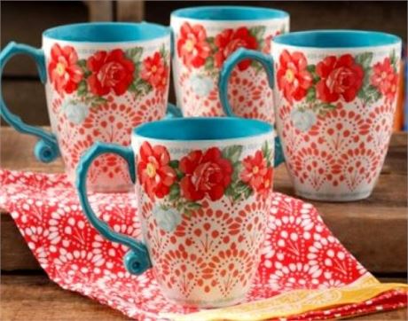 Pioneer Woman Vintage Floral 4 pack Jumbo Mugs