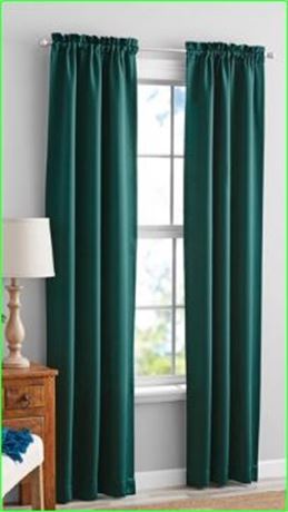 Mainstays Solid Color  Curtain Panel, Set, Dark Teal Blue, 30x60