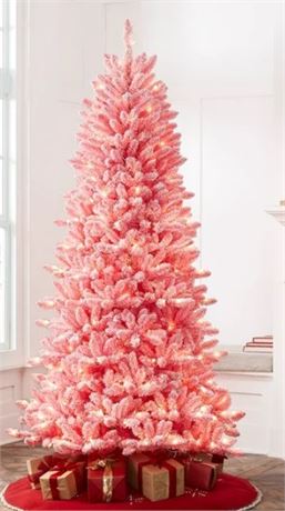 Holiday Time 7.5 ft Pre-lit Snowy Pink Fir Christmas Tree **BOX SHOWS WEAR**