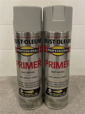 (2) Gray Primer, Rust-Oleum Flat Enamel Spray  15oz