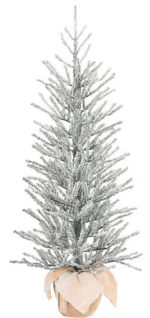 Holiday Time 4ft Snow Capped Green Fir Tree with Burlap Base