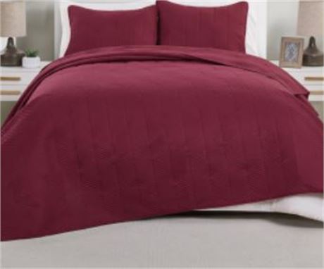 VCNY 3 piece Quilt Set, Inc. Quilt and 2 shams, Cranberry red, KING