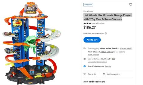 Hot Wheels HW Ultimate Garage Playset with 2 Toy Cars & Robo-Dinosaur