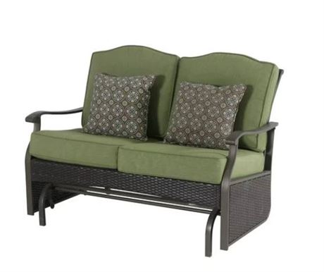 Better Homes &   Gardens Providence Steel Outdoor Glider Loveseat with Cushions,
