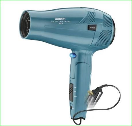 Conair Cord-Keeper Travel Size Folding Ionic Retractable Cord Hair Dryer,