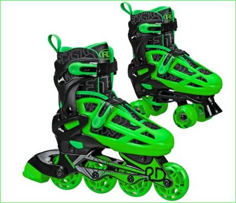 Roller Derby Boys Roller/Inline Skates Black/Green, Size 3-6