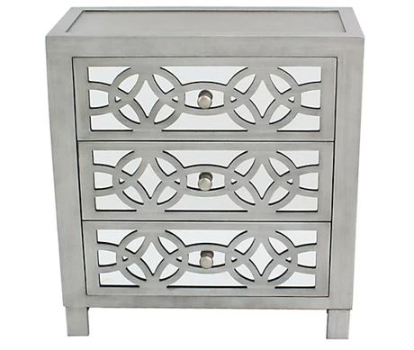 River Of Goods Monroe Mirrored 28 Chest - Silver. 26" L x 12" W x 28" H