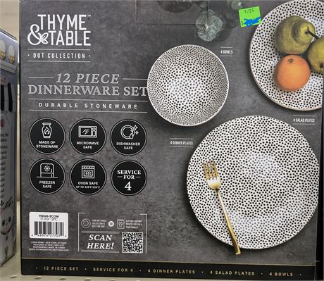 Tyme & Table 12 Piece Dinnerware Set