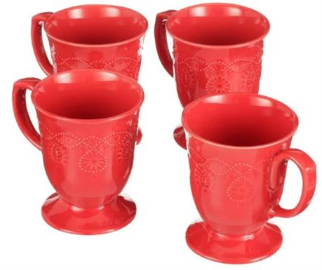 Pioneer Woman Cowgirl Lace 4 pack cup set, red