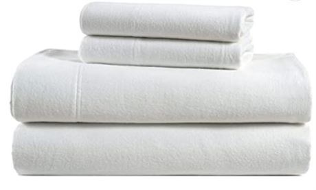 100% Cotton Flannel Sheet Set, White, Full