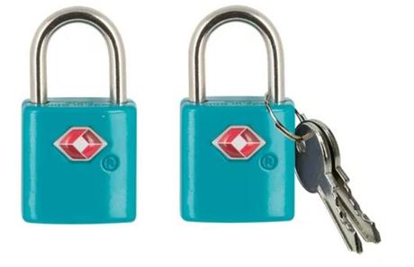 Protege   2 Pack Travel Suitcase Zinc Alloy Luggage Locks with Keys, Blue Atoll