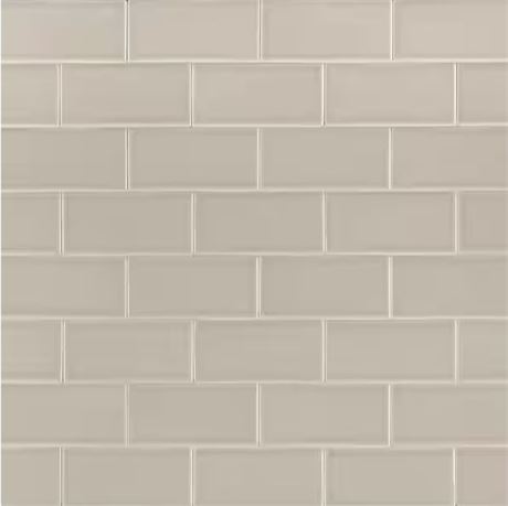 Case of 6 sq ft Portico Pearl 3 in. x 6 in. Glossy Ceramic Stone Wall Tile. Morn