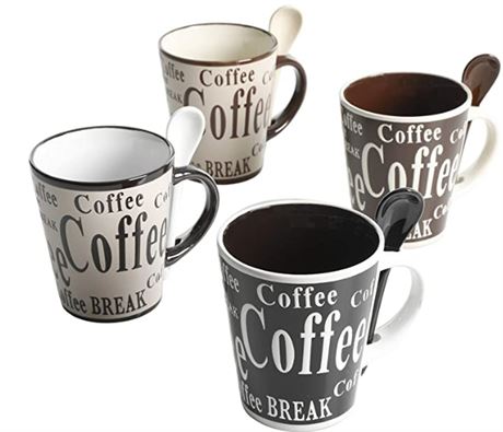 Mr. Coffee Dolce 8 pc Ceramic Cup & Spoon Set