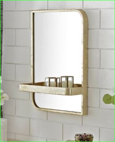 FirsTime & Co. Gold Imogen Wall Mirror W/ Shelf, 15.75 x 6.25 x 23.75 in