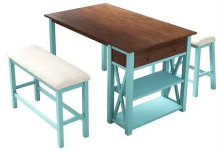 ,Teraves Dining Table Set for 4, Aqua