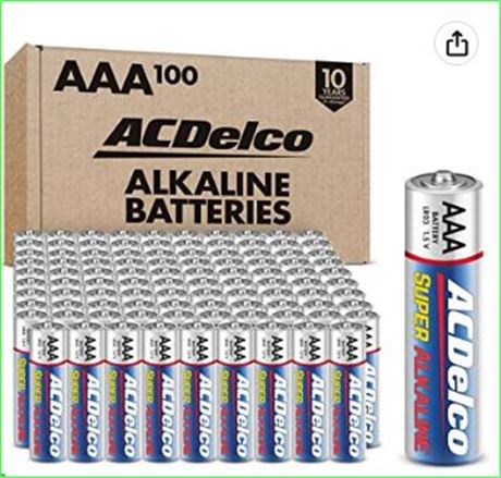 ACDelco AA Batteries, Super Alkaline AA Battery, 100-Count