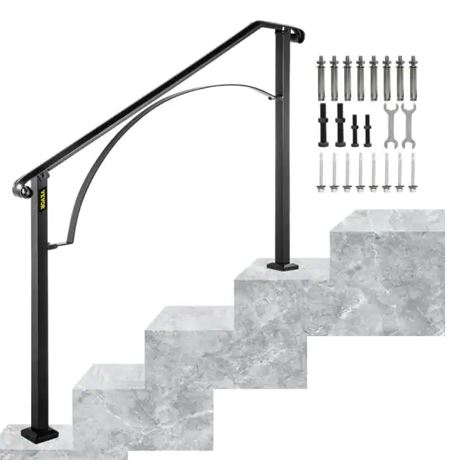 Vevor HXH-S34W Handrails for Outdoor Steps, Fit 3-4  Steps Wrought Iron Handrail