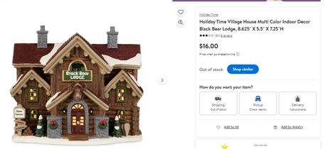 Black Bear Lodge Christmas Village House Light-up, Multi-color, 7.25, by Holiday