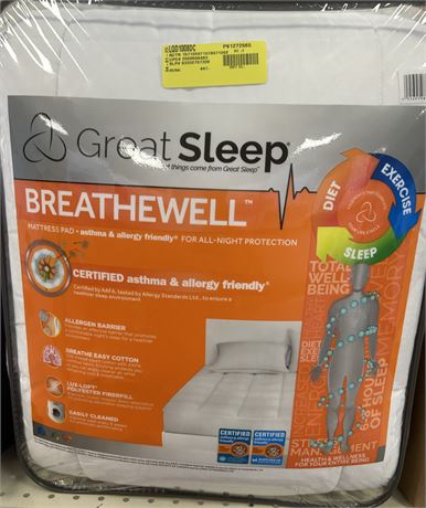 Great Sleep Breathewell Asthma/Allergy Friendly Mattress Pad, King