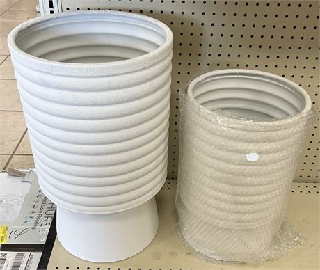 Lot of (2) Steel Outdoor Planters, white