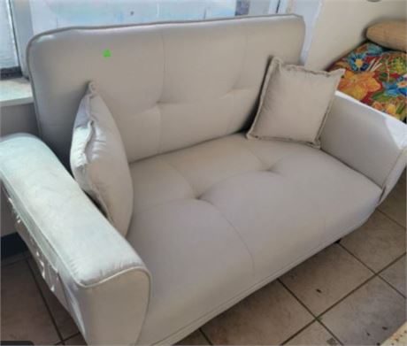 Loveseat with Adjustable Armrest and Wood Legs