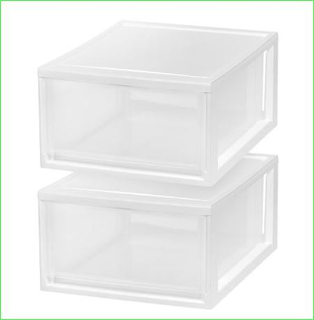 IRIS USA 30 Quart Stackable Plastic Storage Drawer, 2 Pack, White