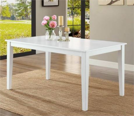 Better Homes and Gardens Bankston White Dining Table, 58.5"L x 35.5"W x 30"H