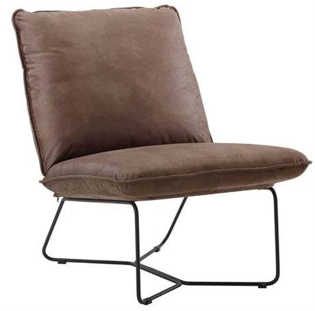 Better Homes and Gardens Pillow Chair, Brown Faux Leather