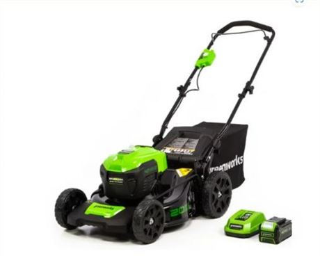 Greenworks 40v 20in Brushless Walk-Behind Push Lawn Mower inc. Battery/charger