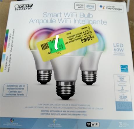 Feit Electric Smart LED 9 Watt (60 Watt Equiv) Color Select White Light Bulb, A1
