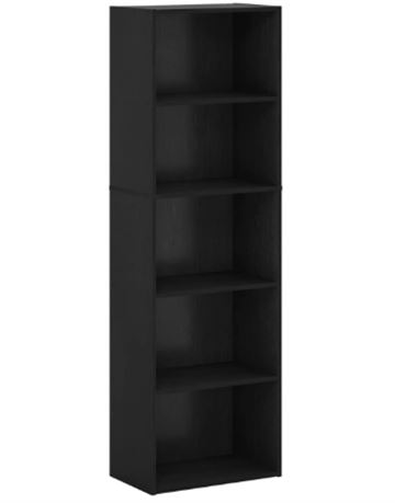 Furinno 5 Tier Open Shelf Bookcase, Black