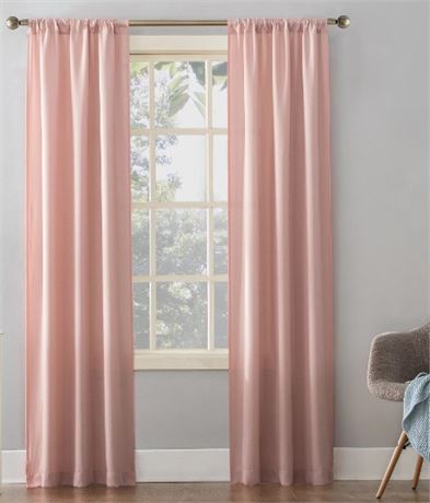 (3) Mainstays Textured Solid Curtain Single Panel, 38" x 84", Blush