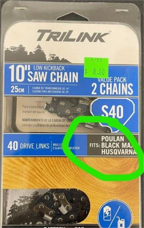 Trilink S40 - 10, 2pk Replacement Saw Chain; 40 Drive Links