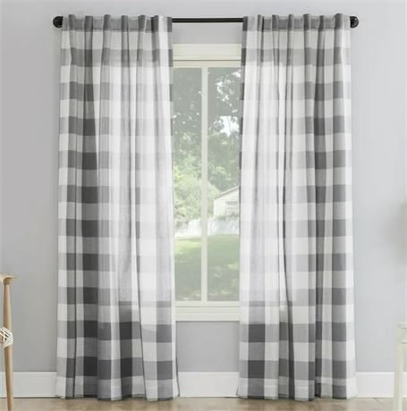 Lot of (FOUR) Better Homes and Gardens Buffalo Plaid Panels, Black 50"x96"