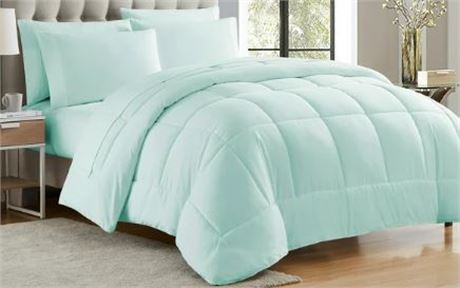 Sweet Home 5 piece Comforter Set, TWIN , Aqua