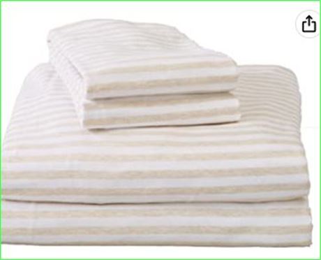 Gap Home T-Shirt Soft Stripe Jersey Organic Cotton Sheet Set Full, Blush