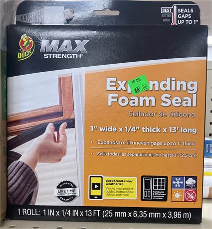 Duck Max Strength Expanding Foam Seal, 1"x1/4"x 13 foot