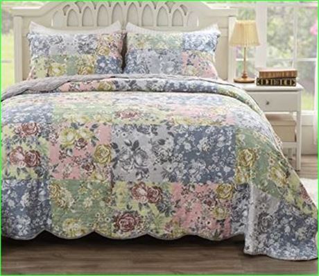 Greenland Home Fashions Emma Patchwork Floral  3-Piece Full/Queen
