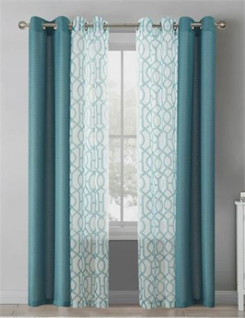 Lot of (FOUR) Mainstays Four piece 84 inch x 27.5 inch Curtain sets