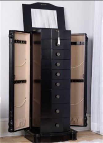 Hives and Honey Florence 8 Drawer Standing Jewelry Armoire - Rich Black
