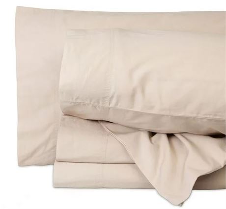 Better Homes and Gardens 100% Cotton Percale 300 tc Sheet Set, Queen, Tan