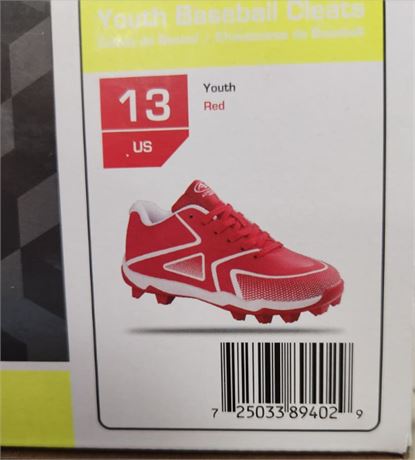 ATHLETIC WORKS 13 YOUTH BASEBALL CLEATS, RED