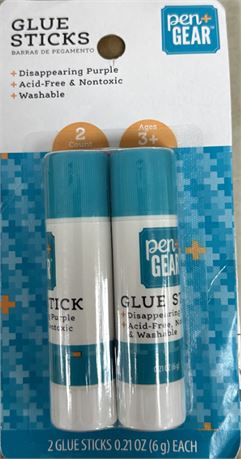 Pen+Gear   School Glue Sticks, Washable/Disappearing Purple, 6g, 0.21oz,