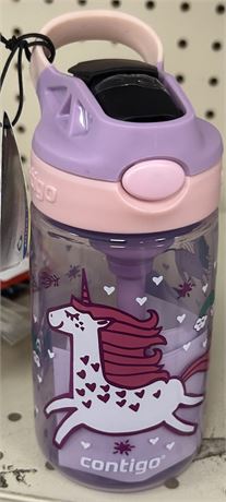 Contigo Kids Water Bottle w/Autospout Straw, Lavende & Pink Unicorn, 14 fl oz.