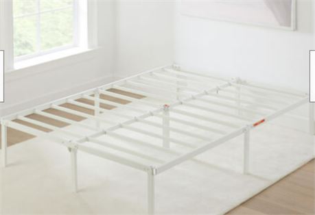 Mainstays 14 inch Heavy Duty White Steel Bed Frame, FULL