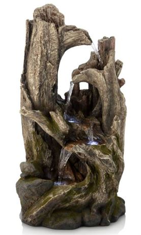 Alpine Cascading Fountain Collection 5 tiered Rainforest Tree Trunk Tabletop Fou