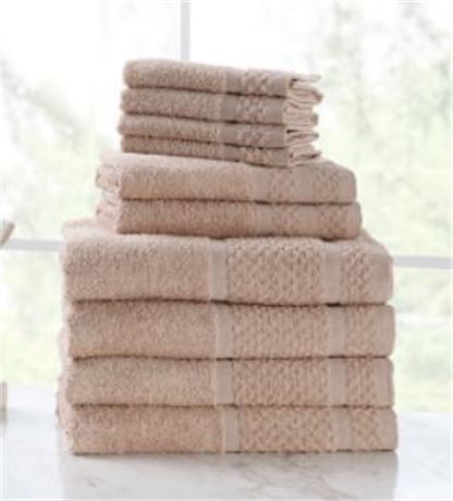 Mainstays Value Pack,  4 Bath Towels, 4 wash cloths, 2 hand towels, Tan