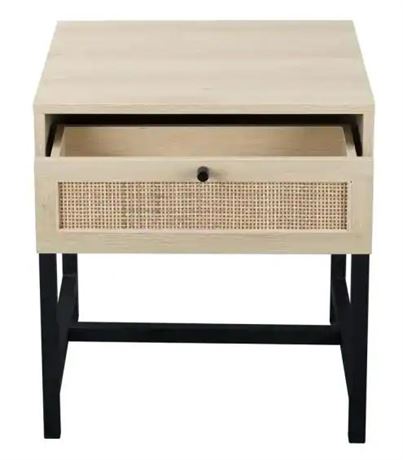 CIPACHO 19.69 in. Natural Color Square MDF End Table with 1 Drawer
