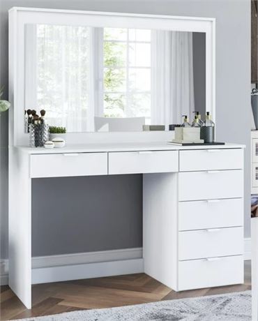 Boahaus Joan Modern Vanity Desk, White Finish,  for Bedroom